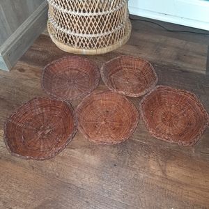 Woven Rattan Wall Basket Set - Brown